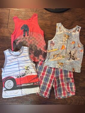 Paper Wings Boys Tank Tops and Plaid Hanna Shorts - 6/7